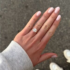 18K Yellow Gold 2mm Solitaire Ring 2.27 Carat Round Lab Created Diamond